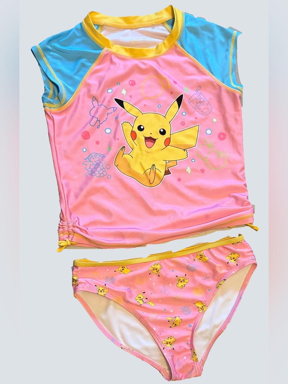 Pikachu Pink & Blue Kids Swim Set Pokémon Tankini rash guard